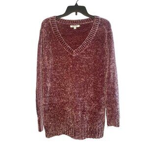 Orvis women's wine color soft knit pullover V-neck sweater size Large